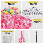 IOOLEEM Pink Solid & Glitter Bulk Pony Beads - 4000pc Kit for Friendship Bracelets & Jewelry Making, Easy Storage - color: Pink & Glitter