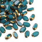 Glass Rice Beads Peacock Blue 4x6mm 50pcs Faceted Oval Golden Edge Crystal Loose Beads for DIY Craft Jewelry Making - color: Peacock Blue