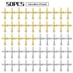 BronaGrand 50pcs Alloy Cross Charms Pendants Jewelry Rosary Cross Charms for DIY Bracelet Necklace Jewelry Making Findings,37×22mm - color: Gold/Antique Silver