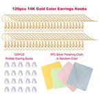 Earring Hooks for Jewelry Making - 120 pcs/60 Pairs Hypoallergenic 14K Gold Ear Wires Fish Hooks for Jewelry Making, Jewelry findings Parts with 120 pcs Rubber Earring Backs Stopper for DIY Earrings - color: Regular 14K Gold