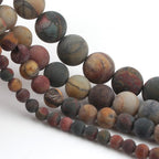 Stone Beads, 60pcs Matte Picasso Jasper, 6mm Round Loose Beads for Jewelry Making, Bracelets, with Bag, String & Card - color: Matte Picasso Jasper, size: 6mm