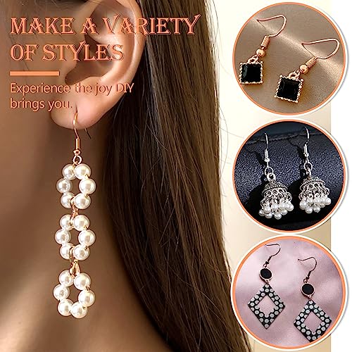 TOAOB 150pcs Hypoallergenic Earring Hooks Mixed Colors Ear Wire Hooks Earring Making Kit with 1000pcs Open Jump Rings 200pcs Earrings Backs for Jewelry Making Findings - color: Bronze/Antique red/Rose gold/Nickel/Black