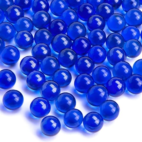 FUTUREPLUSX Glass Marbles, 1LB Blue Marbles Bulk, Vase Filler Decorative Glass Gems Pebbles for Aquarium Decoration Collectibles - color: Blue