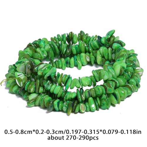 Chip Shell, 260pcs 5-8mm Irregular Shell Beads with Holes, Green Shell & Peridot Like Chip Beads for Jewelry Making - color: Green