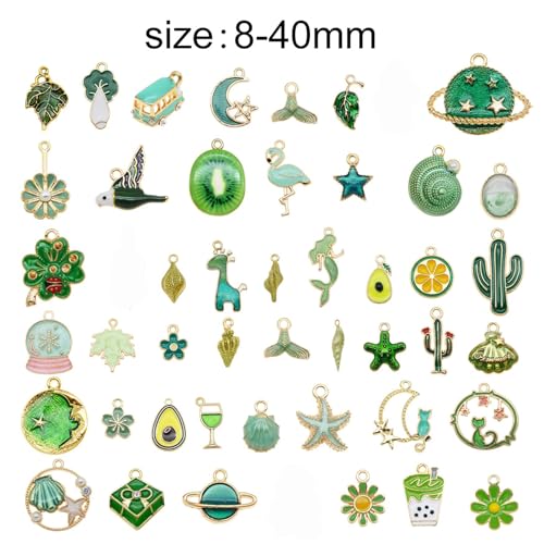 30pcs Mixed Enamel Charms Pendants for Jewelry Making Bulk lot Necklace Earrings Bracelet Craft Findings - color: Green