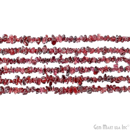 GM GemMartUSA Garnet Natural Raw Chip Beads Strands | Semi-Precious | AAA+ Quality 1 Strand 34” | DIY Bracelet Jewelry Making, Healing Crystal Craft| 4-6mm - Red Color Gemstones (CHGT-70001) - color: Garnet (CHGT-70001)