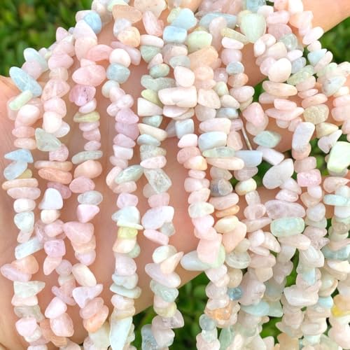 Adabele 31 Inch Natural Morganite Beryl Gemstones Chip Loose Beads Drilled Hole Free Form 5mm-8mm Gem Stone Spacer for Craft Jewelry Making GZ1-29 - color: Morganite Beryl, size: 31 Inch/1 Strand