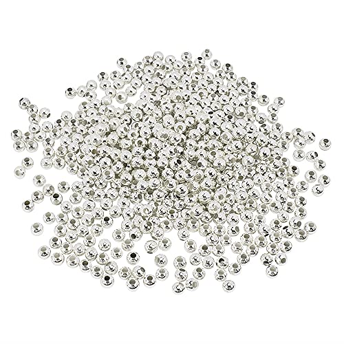 600 Pcs Silver Plated Smooth Round Metal Beads - Spacer, Crimp, Clamp End Stopper Beads 6 mm for Jewelry Making - color: Silver 6mm 600 Pcs