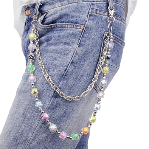 Layered Punk Pants Chain for Men Women, Gothic Hip Hop Jean Chain Wallet Chain Biker Trouser Chain, Goth Emo Fashion Keychain Accessories - color: 2L-Candy Chain