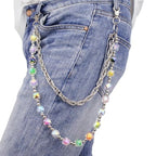 Layered Punk Pants Chain for Men Women, Gothic Hip Hop Jean Chain Wallet Chain Biker Trouser Chain, Goth Emo Fashion Keychain Accessories - color: 2L-Candy Chain