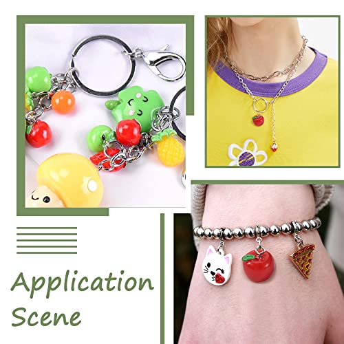 Craftdady Fruit Dangle Charms Pendants Cute Resin Food Pendants Apple Orange Pineapple Strawberry Pendants Lovely Vegetable Mushroom Charms for DIY Craft Earring Bracelet Necklace Jewelry Making - color: Red, Apple