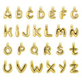 26Pcs 18K Gold Filled A-Z Alphabet Letters Charms for Jewelry Making, Chunky Gold Initial Letter Charm Pendant Beads, Trendy Bubble Slide Glitter Pendants for Women Bracelet Necklace Choker Making