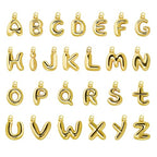 26Pcs 18K Gold Filled A-Z Alphabet Letters Charms for Jewelry Making, Chunky Gold Initial Letter Charm Pendant Beads, Trendy Bubble Slide Glitter Pendants for Women Bracelet Necklace Choker Making