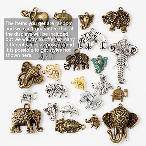 stino 100g Metal Pendant Charms for Jewelry Making, Bulk Silver & Gold Plated Charms for Braclet Necklace Crafts, Animal Plant Flower Pet and so on - color: Elephant Mixed Color