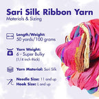 DARN GOOD YARN Recycled Sari Silk Ribbon Yarn “at The Bahamas” Dyeable 100 Grams, 50 Yards, 1 Skein Handmade one of a Kind - color: At the Bahamas