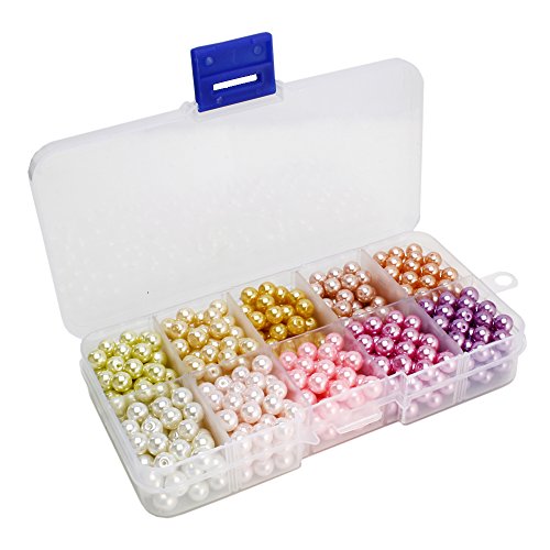 BEADNOVA Satin Pearls Beads for Crafts Tiny Loose Imitation Glass Pearls for Jewelry Making (6mm, 500pcs, Multi Color) - color: 6mm 500pcs Mix Lot M01