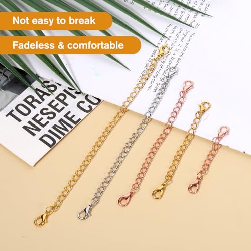 30 Pcs Chain Extension for Necklace 5 Size Bracelet Necklace Extenders for Women Anklet Jewelry Making (10 Gold, 10 Silver, 10 Rose Gold)