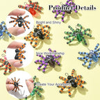 Ipotkitt 10 Pcs 5 Colors Halloween Glass Seed Spider Gothic Insect Crystal Mini Spider Charms with Platinum Brass Loops for Jewelry Making - color: 10pcs-Glass Spider Charms