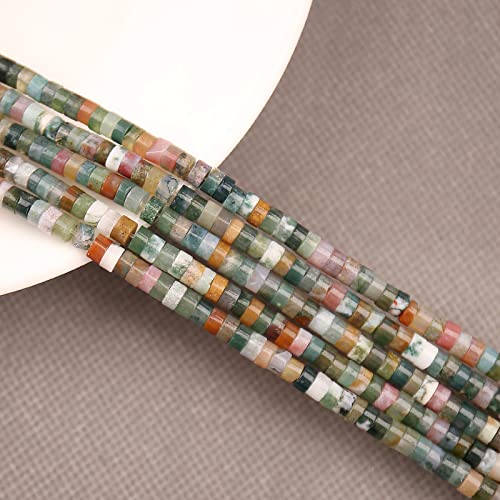 150PCs Natural India Agate Spacer Beads, Loose Semi Precious Flat Round Gemstone Heishi Disc Stone Beads for Beading Jewelry Making 4mm*2mm 38cm - color: India Agate, size: 4MM*2MM