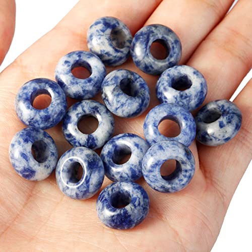 SUNYIK Sodalite Large Hole (6mm) Rondelle Loose Charms European Bead fits Bracelet,Jewelry Makings Pack of 20 - color: Blue-Sodalite, size: 14x8mm