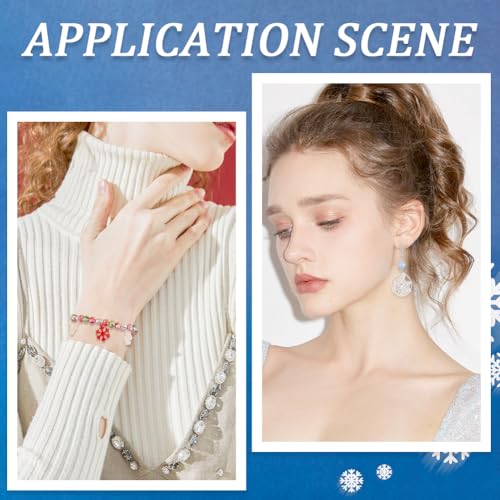 SUNNYCLUE 1 Box 120Pcs 6 Colors Christmas Snowflakes Charms Resin Snowflake Charm Bulk Transparent Red White Tiny Glitter Xmas Winter Snow Shaped Mini Charm for Jewelry Making Charms DIY Earring Craft - style: Chic