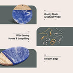 FASHEWELRY 16Pcs Teardrop Round Resin Wood Earring Charms Black Blue Wooden Blanks Geometry Findings for Jewelry Making, DIY-TA0004-37-Biyun - color: Black & Blue-Teardrop & Round