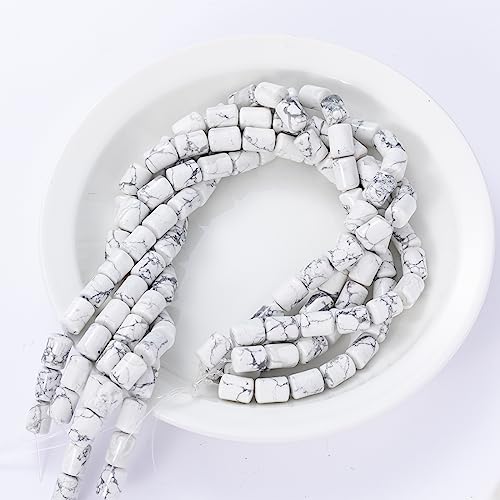 Natural White Turquoise Cylinder Tube Beads 10x14mm 38cm/str Loose Semi Gemstone Stone Beads for Making Bracelets Necklace - color: White Turquoise