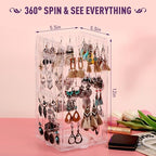 360° Rotating Jewelry Organizer Stand with 5 Layers,Acrylic Earring Holder Organizer Stand,212 Holes and 212 Grooves for Studs,Dangly Earrings,Chains,Bracelets,Necklace - color: 5-Tier,Clear