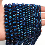 415pcs Rondelle Crystal Glass Beads 2mm 4mm 6mm 8mm Mixed Sizes, Faceted Briolette Spacer Czech Seed Loose Beads for DIY Jewelry Making (Dark Blue) - color: Dark Blue