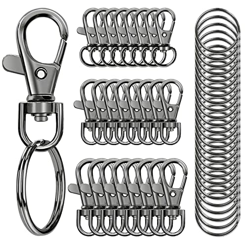 100PCS Swivel Snap Hooks with Key Rings, Premium Metal Swivel Lobster Claw Clasps Assorted Sizes (Large, Medium, Small) for Keychain Clip Lanyard, Jewelry Making, Crafts, Dark Grey - color: Dark Grey