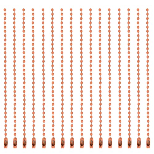 MECCANIXITY Ball Bead Chain Beaded Necklace Chains 5 Inch Adjustable Metal Ball Chains 2.4mm/0.1inch Keychain for Jewelry Making,DIY Craft Projects,Pack of 36(Orange) - color: Orange