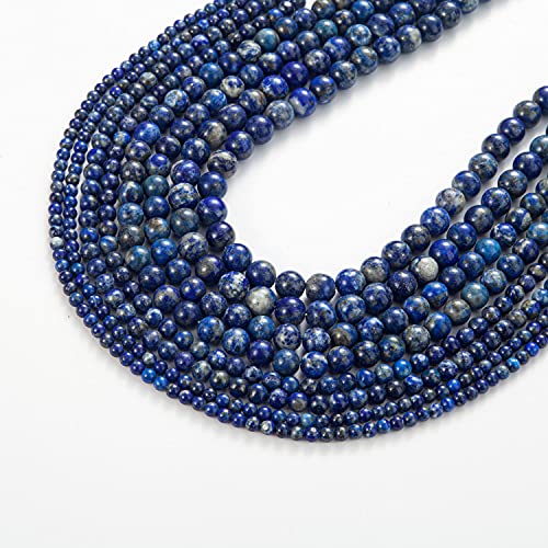 100Pcs Natural Stone Beads 8mm Lapis Lazuli Round Gemstone Loose Beads with Elastic Bracelet String for Bracelets Necklace Jewelry Making - color: Blue Lapis Lazuli, size: 8mm