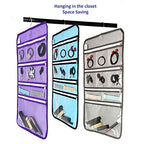 Travel Foldable Jewelry Rolls Bag Hanging Jewelry Organizer with 9 Zippered Clear Pockets Storage Pouch with Rotatable Hanger (PURPLE) - color: PURPLE