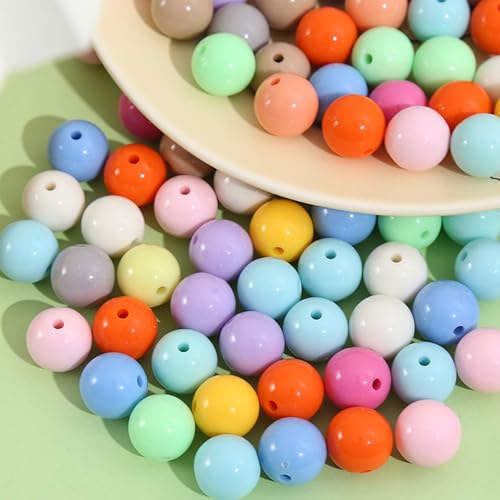 100PCS 20MM Bubblegum Beads for Pens, Mixed Color Solid Disco Ball Chunky Large Acrylic Round Beads for Bag Focal Beadable Pen Keychain Making Jewelry Bracelet Making DIY Crafts - color: Solid Color Beads