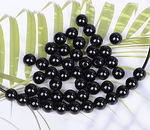 10mm Natural Crystal Beads Stone Gemstone Round Energy Healing Strand Loose Beads for Jewelry Making Bracelets Anklets Big Hole(2.0mm) 38pcs (Black Onyx, 10MM) - color: Black Onyx, size: 10mm