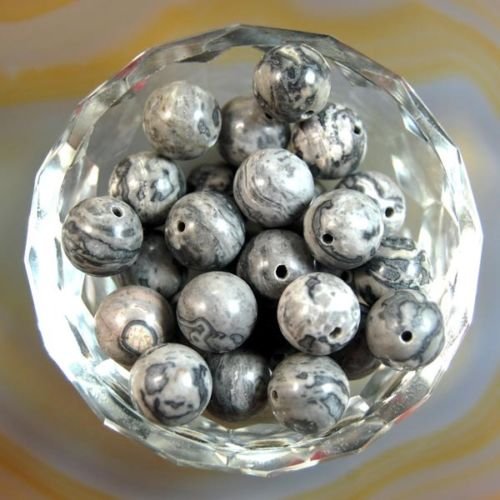 AD Beads Natural Gemstone Round Spacer Loose Beads (6mm 100pcs, Landscape) - color: Landscape, size: 6mm 100pcs