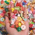 MGGFBLEY Assorted Resin Charms for DIY Bracelet & Keychain Making – Mini Candy, Bear, Fruit & Animal Style Charms for Crafts