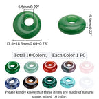 NBEADS 10 Pcs 10 Styles Natural Donut Gemstone Charms, 17.5mm Flat Round Mixed Natural and Synthetic Donut Stone Beads Pendants Natural Stone Pendant for Jewelry Making, Hole: 5.5mm - color: 10 Pcs 10 Styles Stone B