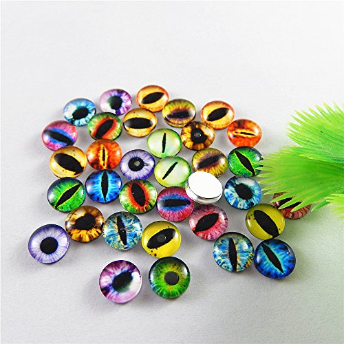 Julie Wang 8mm 100pcs Dragon Eyes Time Gem Cover Cameo Glass Cabochon Dome Jewelry Finding Pendant Crafts DIY Accessory about 0.31inches - size: 8MM-100PCS