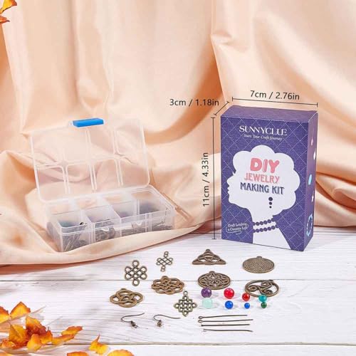 SUNNYCLUE 1 Box DIY 10 Pairs Trinity Celtic Knot Earrings Making Kits Alloy Connectors & Glass Beads & Brass Earring Hooks for DIY Jewelry Making Earring Accessories, Antique Bronze - color: Celtic Knot Earring 1