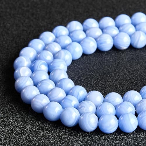 100pcs 8mm Blue Lace Agate Beads Natural Gemstone Beads Round Loose Beads for Jewelry and Bracelets Making - color: Blue Lace Agate, size: 8mm