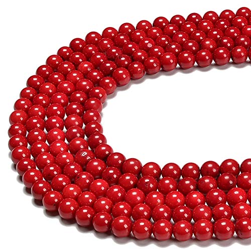 Gorgeous Red Coral Natural Gemstone Loose Beads 6mm Smooth Round Approxi 15.5 inch DIY Bracelet Necklace for Jewelry Making - color: Red,Coral, size: 8mm