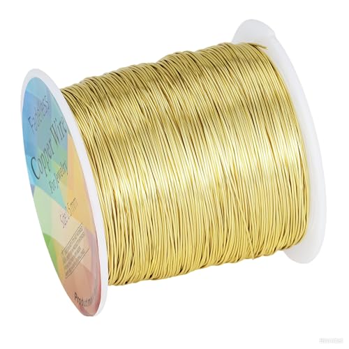 203 Feet Tarnish Resistant Copper Wires 24 Gauge/0.5mm Jewelry Craft Wires Beading Wire for Jewelry Making, Wire Wrapping and Crafting (Light Gold) - color: Light Gold, size: 24 Gauge