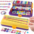TingingYuli Friendship Bracelet Making Kit for Girls 8-12, DIY String Bracelet Maker with 3-Layer Storage Box, Arts and Crafts for Kids Ages 6-12, Easter Christmas Birthday Gift Set - color: Yellow/Purple