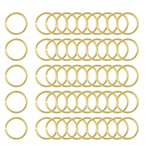uxcell 50Pcs Open Jump Rings, 15mm/0.59" OD Brass Jump Ring Connectors 1.5mm Thick O Rings for Necklaces Bracelet Jewelry Making Keychain DIY Craft, Gold Tone - size: 15mmx1.5mm
