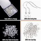 600Pcs Hypoallergenic Earring Hooks, Silver Earring Making Kit, Supplies with Earring Backs and Jump Rings for Jewelry Making (Silver) - color: Silver