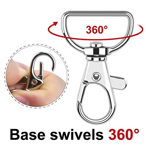 Swivel Snap Hook, 35 PCS Silver Lanyard Clips, Metal Lobster Claw Clasps Keychain Hook with 3/4 INCH D Ring for Macrame Keychain Swivel Clips for Making Key Fobs - color: Silver