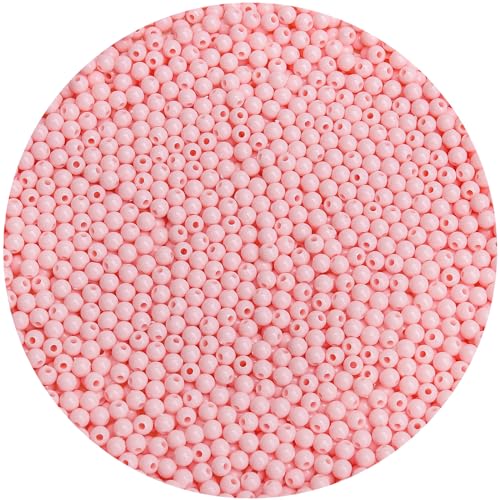 BONNY BOXX 2000PCs 4MM Smooth Light Pink Acrylic Round Beads, Plastic Resin Bubblegum Balls Chunky Gumball Beads for Necklace and Bracelet Making, Crafting Supplies - color: Smooth Light Pink, size: 4MM