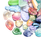 Ipotkitt 100 Pcs Mixed Shape Glass Charms - Colorful Crystal Leaf Flower Heart Drop Bead Charms Bulk for DIY Jewelry Making Accessories - color: 100pcs-Mixed Glass Beads-8~26mm