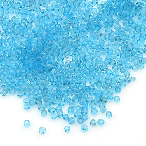 Perlin Glass Seed Beads 2mm 11/0 Round Mini Small Pony Beads 6500pcs for Making Earrings Bracelets Pendants Waist Jewelry DIY Handmade Transparent Color Kit (Aqua Blue) - color: Aqua Blue
